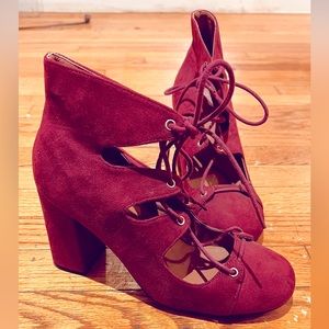 Tie Lace Up Velvet Booties size 8
